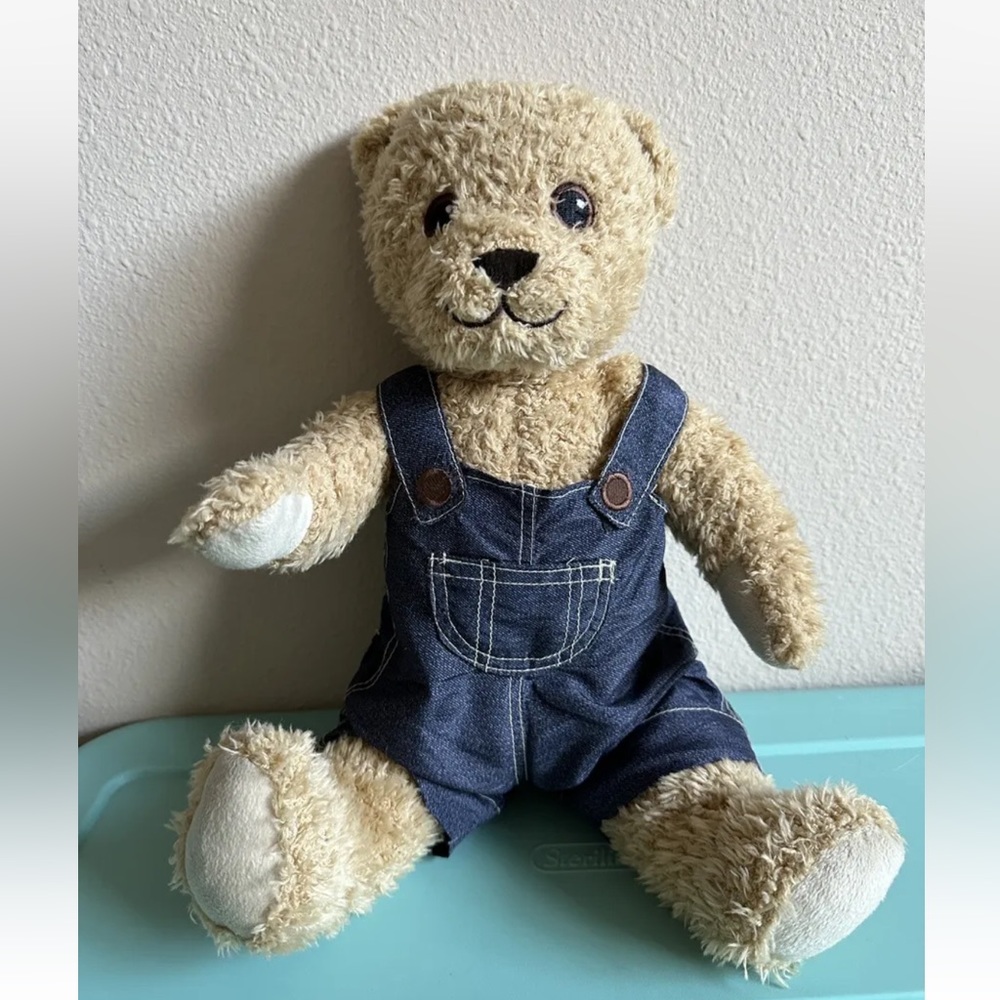 *Retired* IKEA Jointed Plush Teddy Bear in Overalls BRUMMA Stuffed Toy